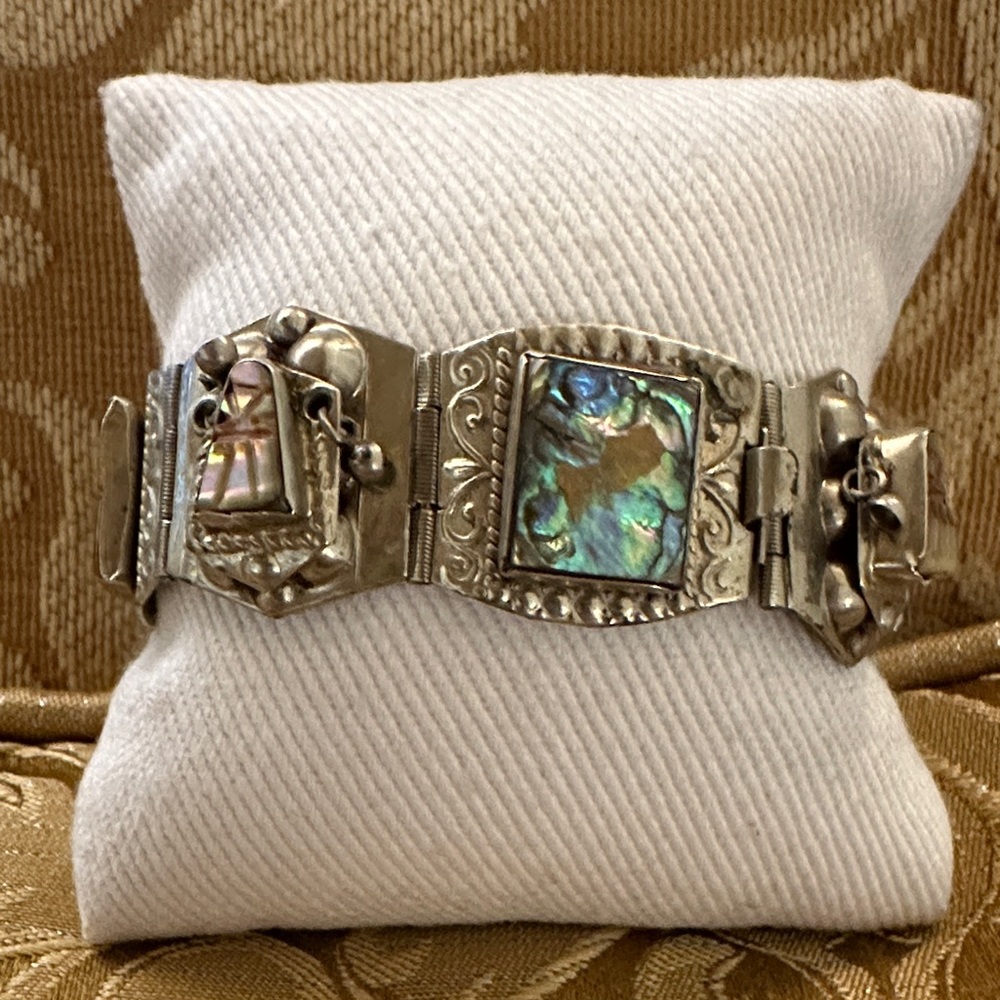 Silver Bracelet with Abalone Inlay - Picture 1 of 2